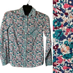 J Crew Liberty London Jade Peony Floral Shirt Size 0